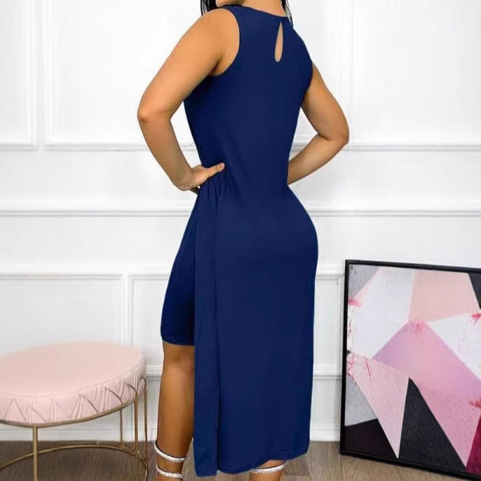 Damen Sommerliches Maxikleid mit elegante Raffung und Schlüssel-Ausschnitt R&B