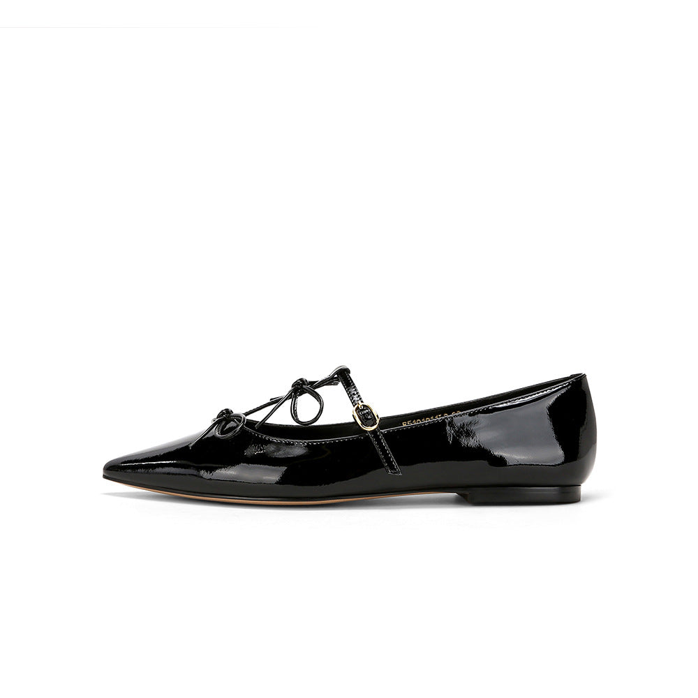 Damen Ballerina mit elegantem Schleifendetail und hochwertiger Lackoberfläche R&B