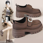 Damen modische Halbschuhe mit robustem Plateau und eleganter Schnalle R&B