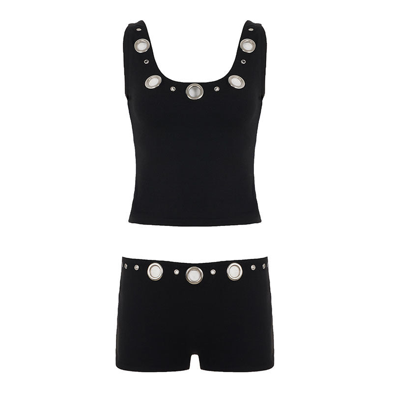 Damen Sportliches Set mit Ringer-Top und hohen Ringen R&B