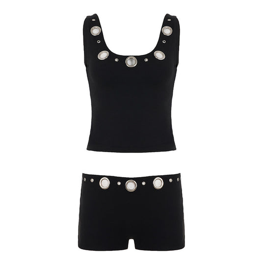 Damen Sportliches Set mit Ringer-Top und hohen Ringen R&B