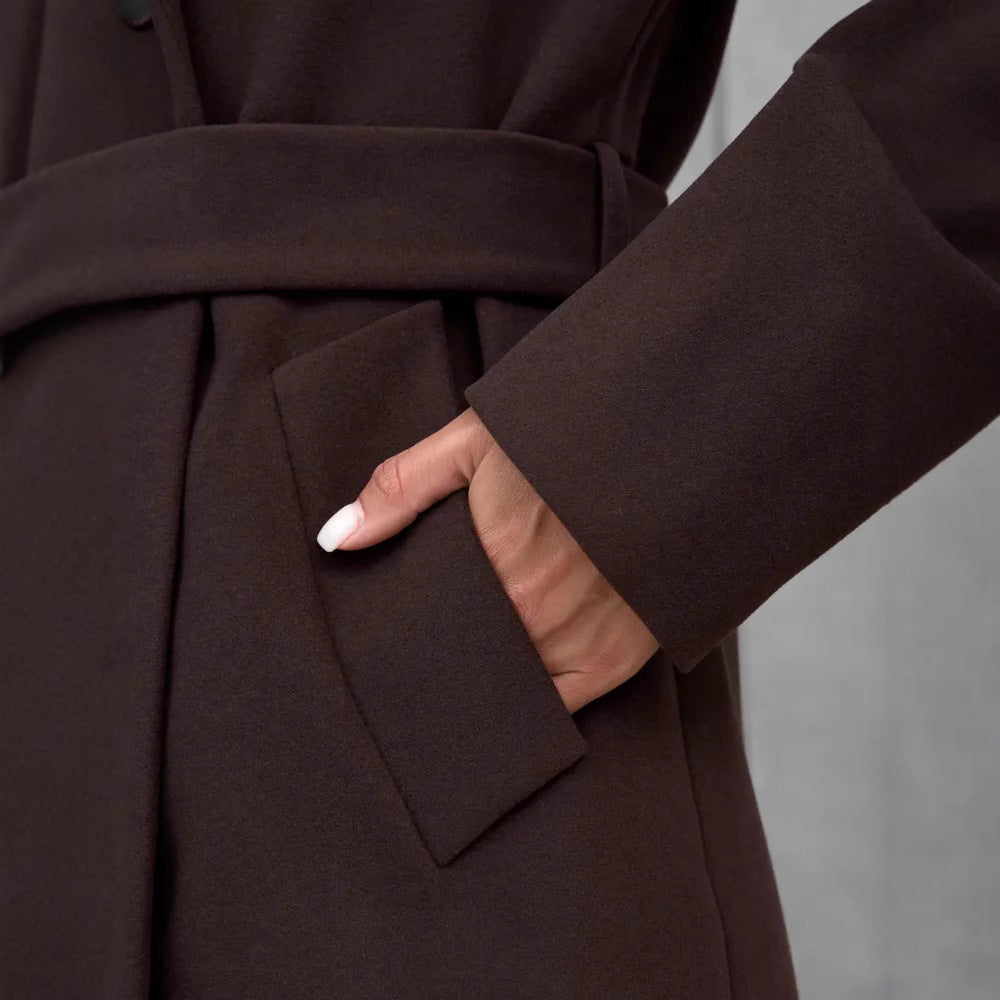 Damen Eleganter Wollmantel im doppelreihigen Design R&B