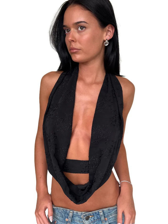 Damen Verspieltes Bauchfreies Top mit asymmetrischen Rüschendetails R&B
