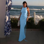 Damen Maxikleid mit fesselndem Drapierungsdesign und elegantem Schlitz R&B
