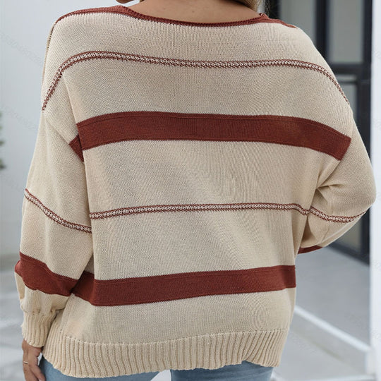 Damen lässiger Strickpullover mit weitem Schnitt R&B
