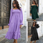 Damen Midi-Kleid mit schulterfreier Rückenpartie und Rüschendetails R&B