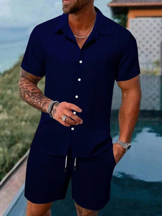Herren atmungsaktives Sport-Set mit Kurzarm-Hemd und Shorts R&B