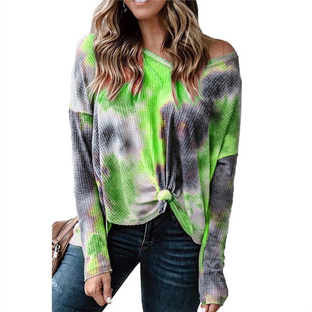 Damen lässiges Oversized Oberteil mit Spitzenhemd Detail und modischem Knoten R&B