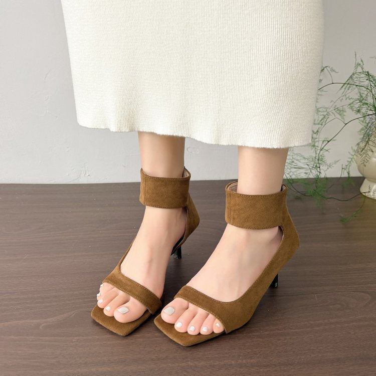 Damen elegante High Heel Sandalen mit breitem Fesselriemen R&B