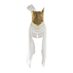 Damen Elegantes asymmetrisches Cocktailkleid mit goldenen Akzenten R&B