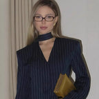 Damen Blazer-Kleid mit tiefem V-Ausschnitt und eleganten langen Ärmeln R&B