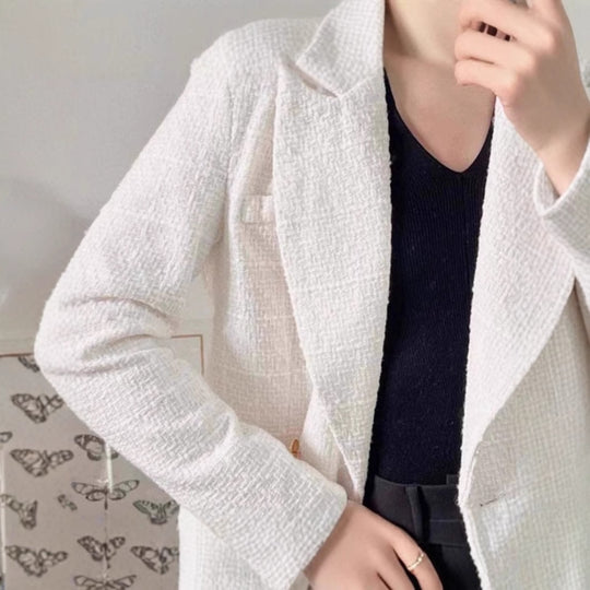 Damen Tweed Blazerjacke mit doppelter Knopfleiste und elegantem Schnitt R&B