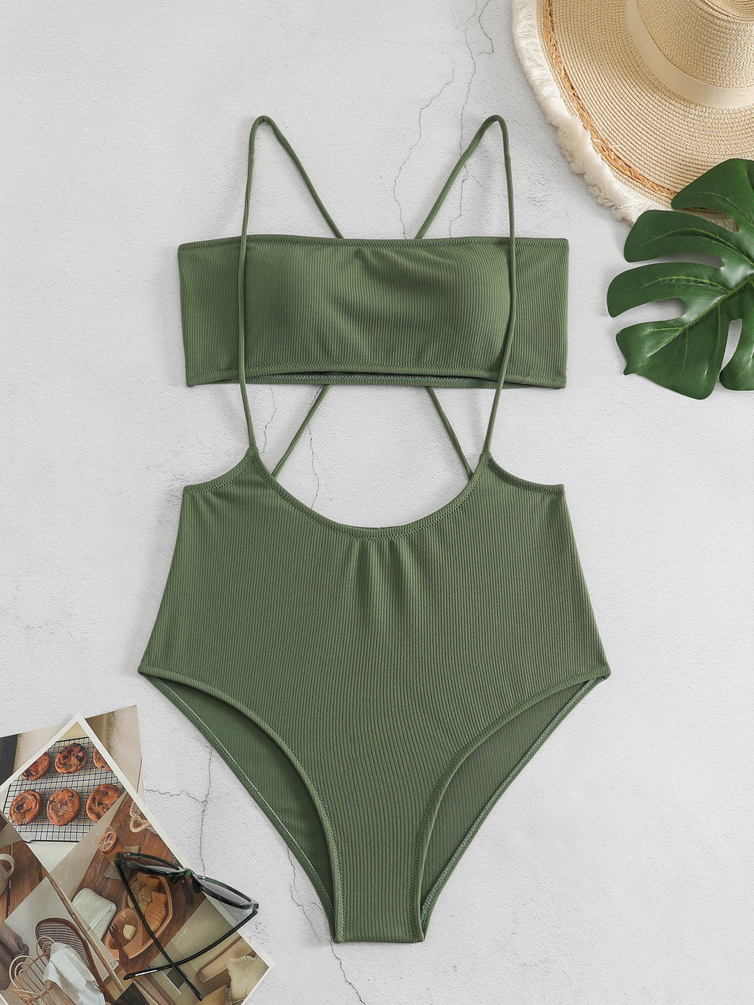 Damen Sportlicher Hochgeschnittener Bikini R&B