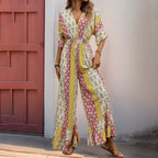 Damen Maxi-Jumpsuit mit floralen Mustern und voluminösen Ärmeln R&B