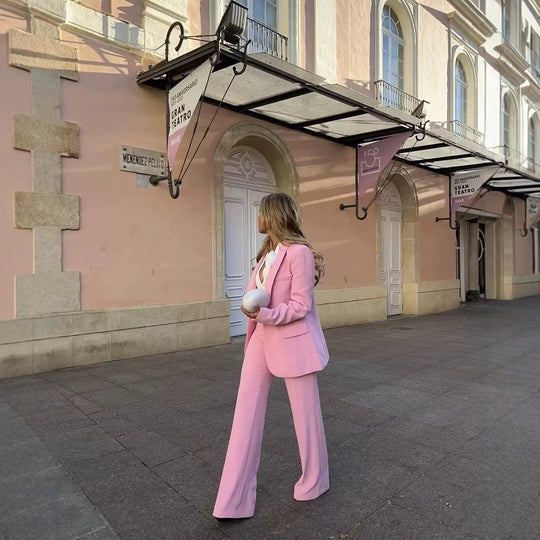 Damen Elegante, weite Palazzo-Hose aus fließendem Material mit elastischem Bund R&B