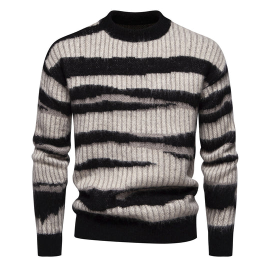 Herren modischer Strickpullover mit einzigartigem Streifenmuster R&B