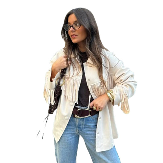 Damen Fransenjacke aus weichem imitat R&B