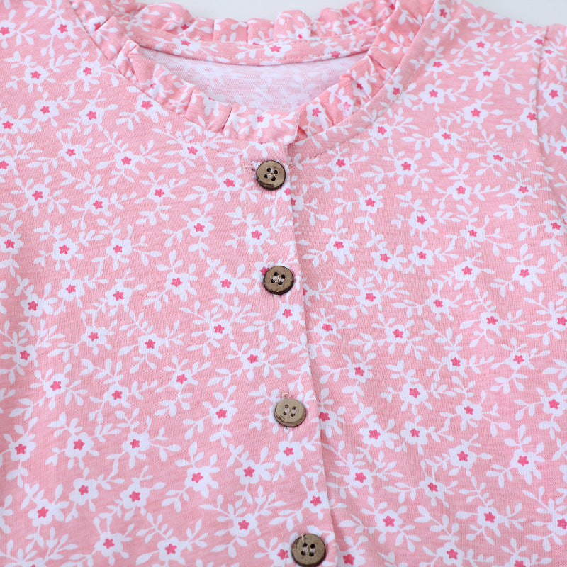 Mädchen Freizeitkleid mit floralem Design und Knopfdetails R&B