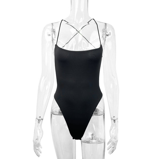 Damen Body mit tiefem Ausschnitt und schmalen Trägern R&B