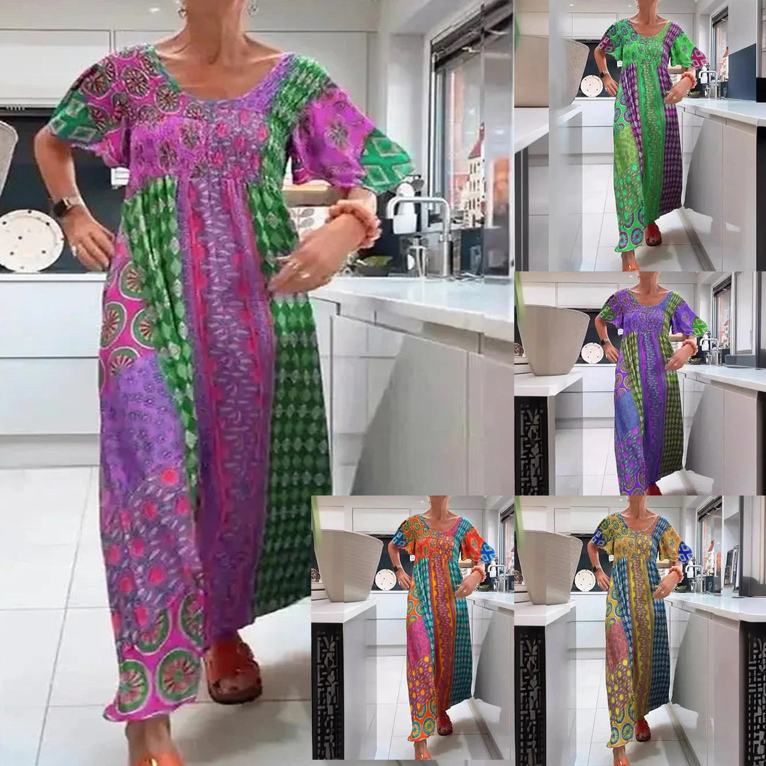 Damen Maxikleid mit buntem Mustermix und luftiger Passform R&B