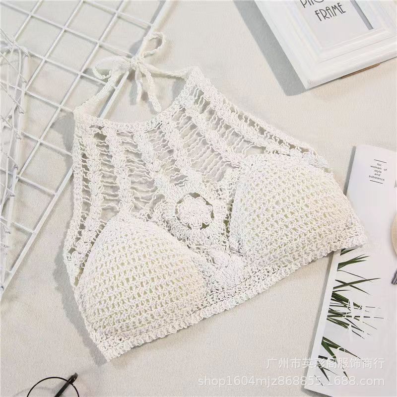 Damen gehäkeltes Bikinioberteil mit bunten Quasten R&B