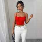 Damen Figurbetontes Crop-Top aus elastischem Material mit Spaghetti-Trägern