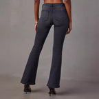 Damen Flared Jeans mit hochgeschnittenem Bund und moderner Waschung R&B