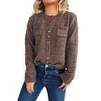 Damen Strickjacke mit bunten Knopfdetails und praktischen Taschen R&B