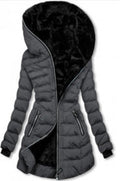 R&B | Winter Steppmantel Lang - Winddichte Kapuzenjacke mit Reißverschluss, Modisch & Elegant