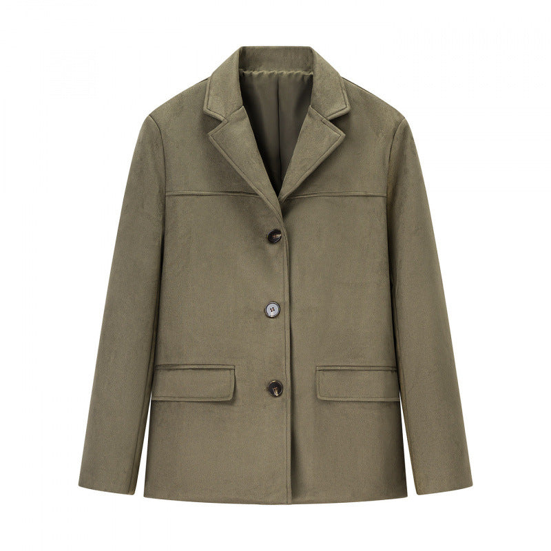 Damen klassische Blazerjacke aus weichem Material mit aufgesetzten Taschen R&B