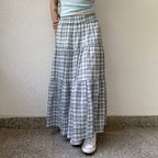 Damen Maxirock mit kariertem Design und gestuftem Schnitt R&B