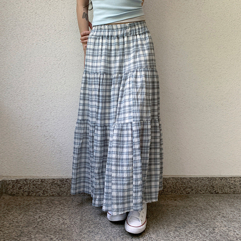 Damen Maxirock mit kariertem Design und gestuftem Schnitt R&B