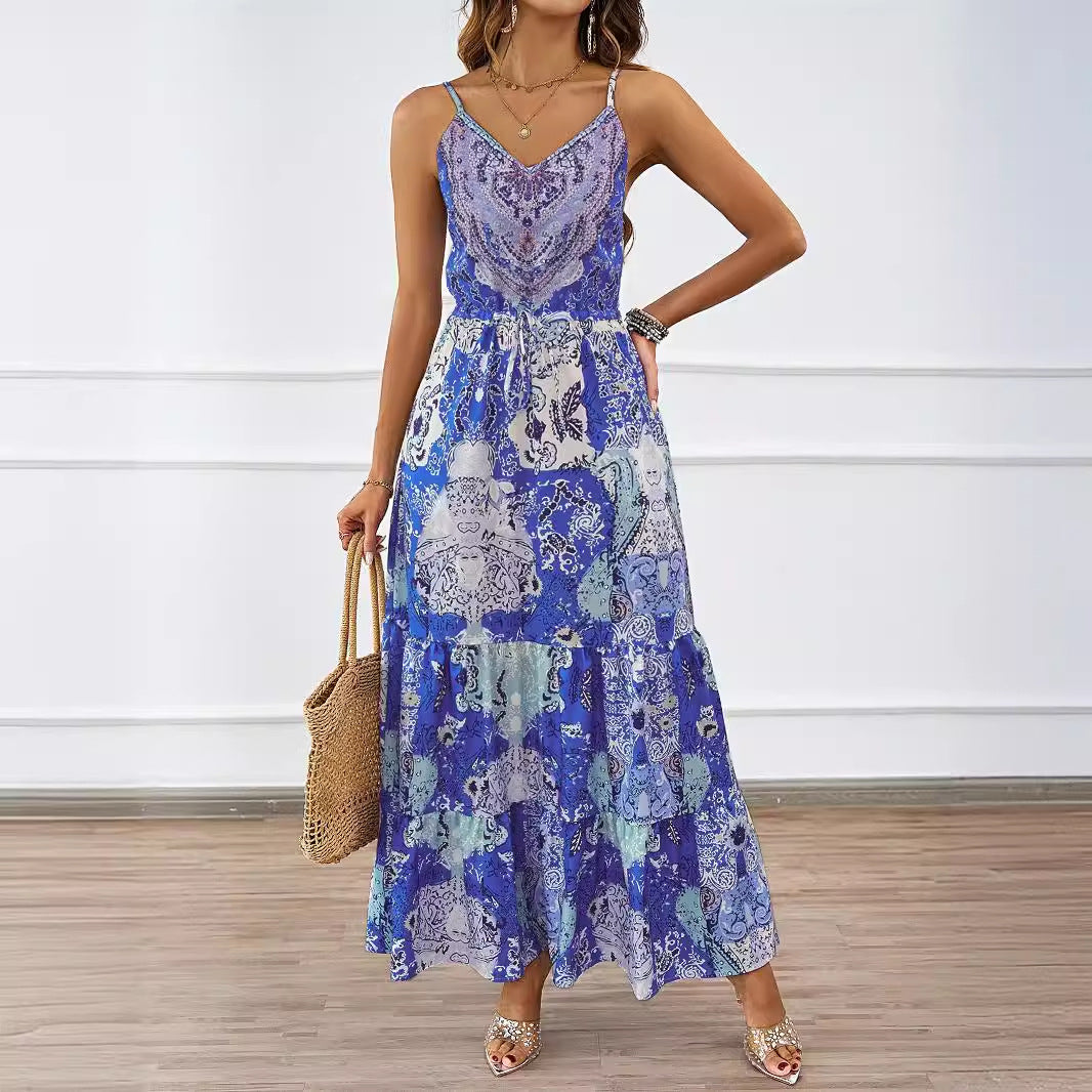 Damen Maxikleid mit verspieltem Muster und fließendem Schnitt R&B