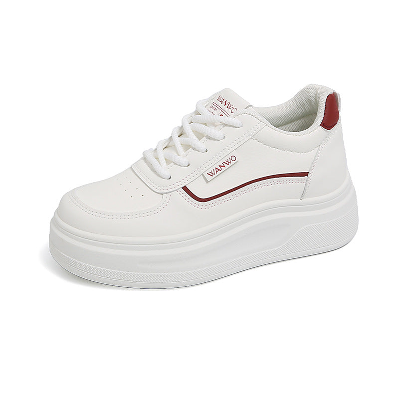 Damen modische Plateau Sneakers mit glattem Obermaterial und elastischen Schnürsenkeln R&B