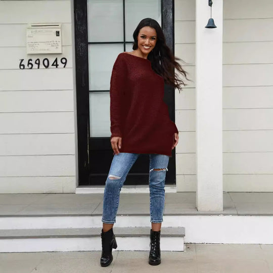 Damen Oversized Strickpullover mit Struktur und weitem Schnitt R&B