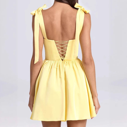 Damen luftiges Sommerkleid mit schickem Rückenausschnitt und entzückenden Schleifen R&B