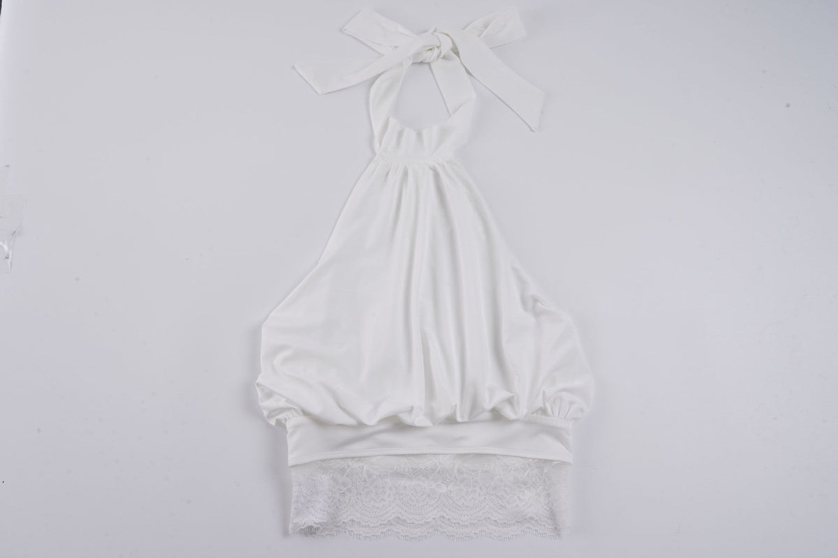Damen Haltertop mit zarten Spitzenakzenten und eleganter Schnürung R&B