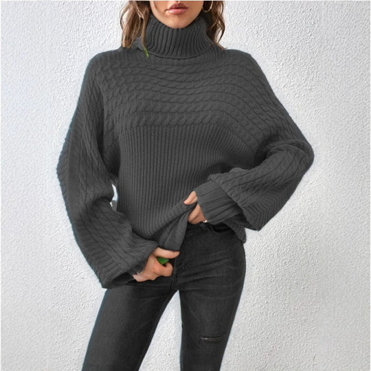 Damen Gemütlicher Rollkragenpullover mit strukturiertem Design R&B