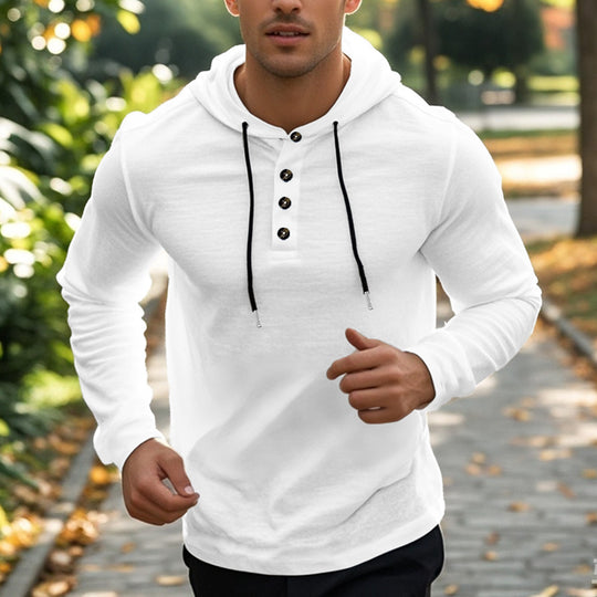 Herren Sport Hoodie mit Knopfleiste und atmungsaktiven Eigenschaften R&B