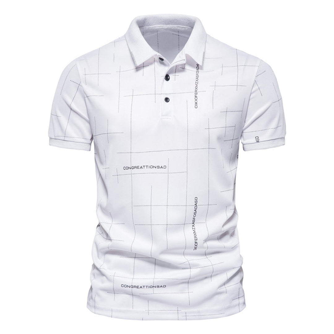 Herren Poloshirt mit modernem grafischen Druck und atmungsaktiven Eigenschaften R&B