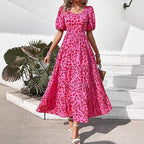 Damen Maxi-Kleid mit floralem Design und voluminösem Rock R&B