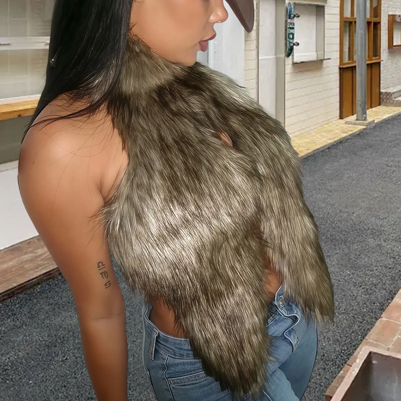 Damen Kunstpelz Weste R&B