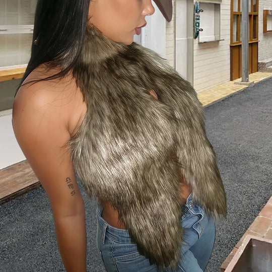 Damen Kunstpelz Weste R&B
