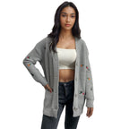 Damen Strickjacke mit floralem Stickdesign R&B