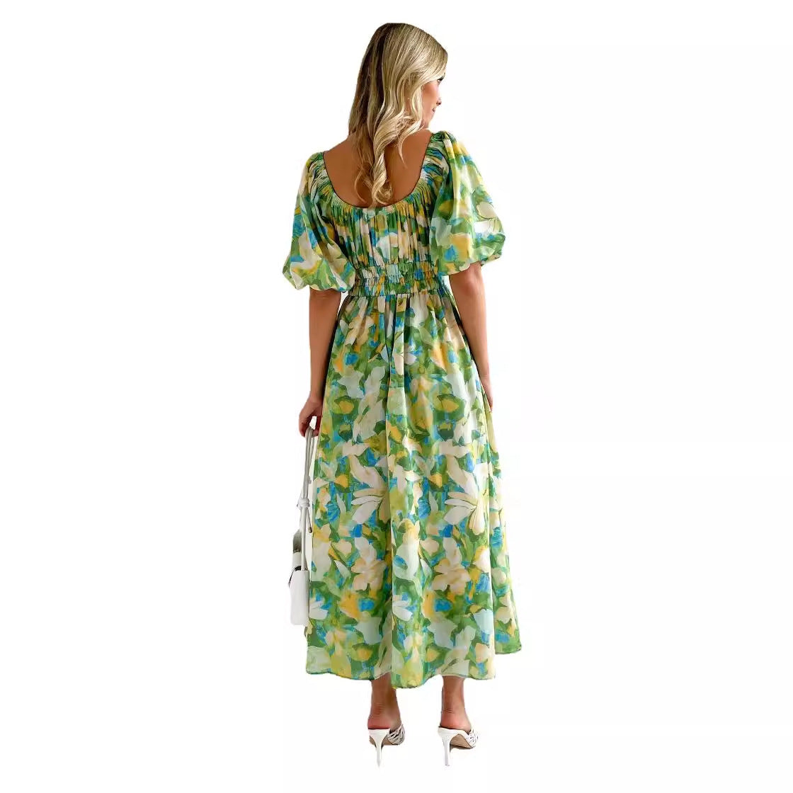Damen Luftiges Maxikleid mit floralem Design und elastischem Taillenbund R&B