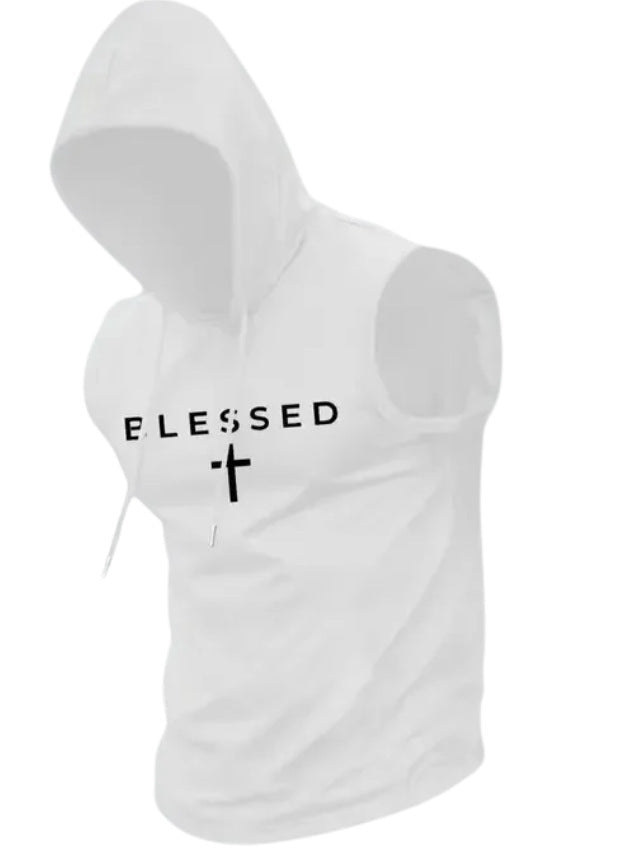 Herren nan ärmelloses Kapuzen-Sweatshirt mit Slogandruck und athletischer Passform R&B