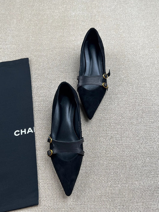 Damen Slingback-Ballerinas mit dekorativer Schnallenakzent und eleganter Lederoberfläche R&B