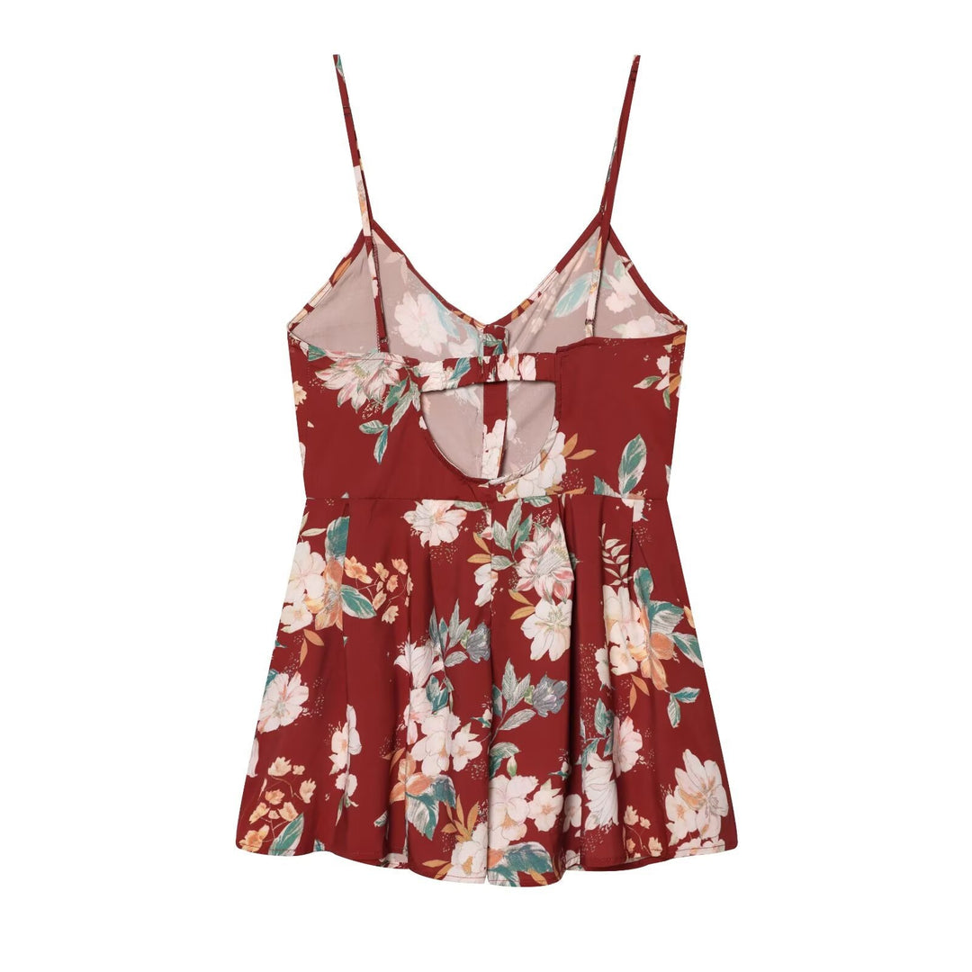 Damen Spaghettiträgerkleid mit floralem Druck und schmeichelndem Schnitt R&B