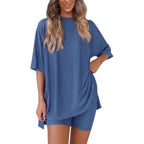 Damen lässiges Sport-T-Shirt mit Shorts im Set R&B