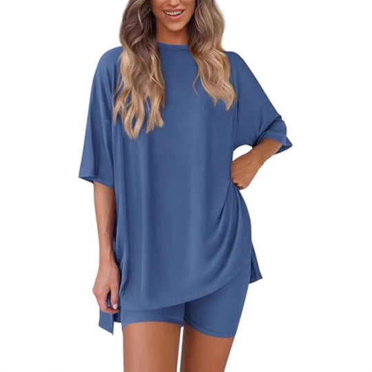 Damen lässiges Sport-T-Shirt mit Shorts im Set R&B